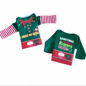 Holiday Graphic NB One Piece Bodysuits Long Sleev